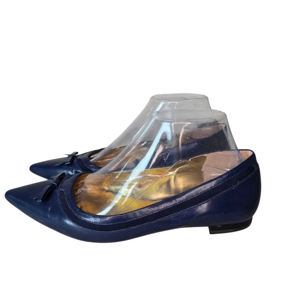 Lauren Ralph Lauren Saige Womens 8B Navy Leather Pointed Toe Ballet Flats